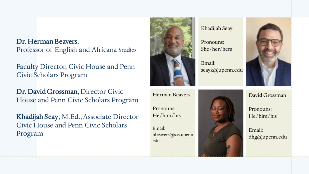 The Civic Scholars staff and contact information